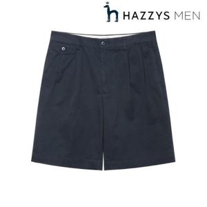 헤지스 남성 (HZPA5B503N2)  PLEATS RELAX  네이비 클래식 치노 숏 팬츠