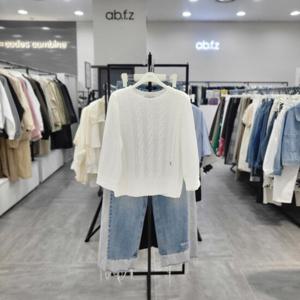 [ab.f.z]AFZ2QW39/소매 셔츠형 꽈배기 숏 니트