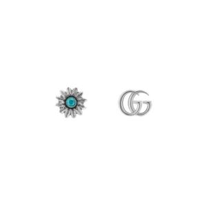 구찌 더블 G 플라워 스터드 이어링 실버 에이지드 피니쉬 527344-I5569-8183