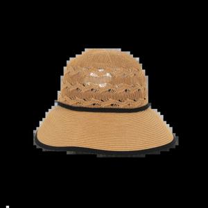 [지센]뒷리본 배색 라탄 와이드캡 LAAPO602_BR