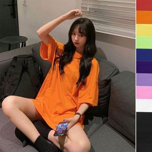 면반팔티 심플 베이직 무지 캔디컬러 박스 롱티셔츠