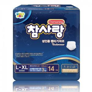참사랑 팬티형 (대형14px8)/ 프리미엄(대형) 14px8팩=112개/성인용기저귀/요실금팬티