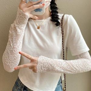 꽃무늬 레이스 시스루 팔토시 여성 운전 쿨토시 손등커버 골프 야외 스포츠 여름 자외선차단 쿨링 냉감