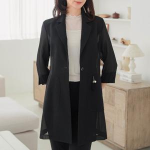 드리다 여성 여름 시스루 7부 스판 빅사이즈 정장 롱 자켓 40-50대 미시 중년여성 엄마옷 하객 상견례 출근