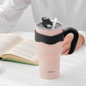 [리본제이]무디타 이중 진공 대용량 스텐 텀블러 900ml (손잡이+뚜껑+빨대 포함 4종 세트)