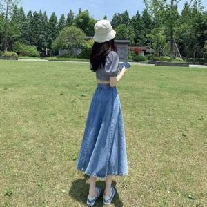 [프리티 글라라]캐주얼 청치마 밴드 롱 데님 스커트sc-02 (28507861)