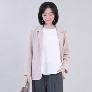[애비뉴투지]엄마옷 테일러 카라 린넨 정장 여성 봄 여름 주머니 단추 긴팔 하프 자켓 J08344 50대 60대