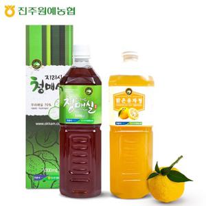 [진주원예농협]지리산 청매실진액 1병+맑은 유자청 1병/각 1000ml