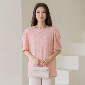 엄마옷 마담4060 엠보퍼프티셔츠-QTE2504057-