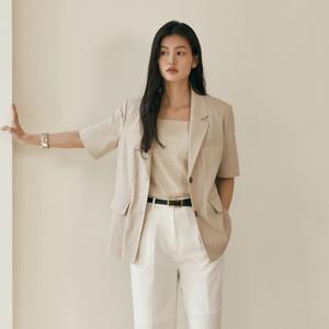 테일러드 오버핏 반팔 자켓_MIWJKE51PB