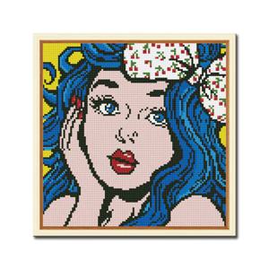DIY 보석십자수 액자형 팝&감성 (32.5x32.5cm) D304_파란머리의 소녀