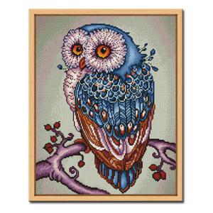 DIY 보석십자수 액자형 인물&동물 (43x54cm) D416_행운의 파란 부엉이