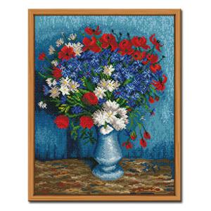 DIY 보석십자수 액자형 정물 (43x54cm) D516_고흐의수레국화와 양귀비가 담긴꽃병