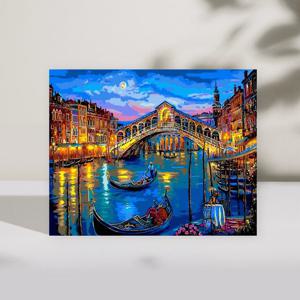 DIY 명화/ 유화그리기 세트 명작 (40X50_야경 호수) 물감 두배 10종붓세트
