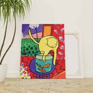 DIY 캔버스형 그림 유화 명화 그리기 세트 _앙리마티스 고양이와 금붕어