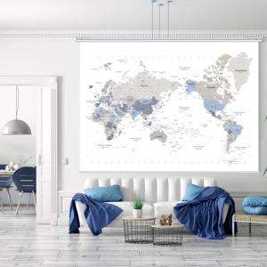 세계지도 롤스크린(방수캔버스) 학생방 사무실 학원 한글+영문지도 170205-A