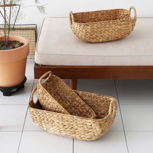 옥잠화 라탄 베이직 짜임 다용도 핸들 바스켓 - 3size