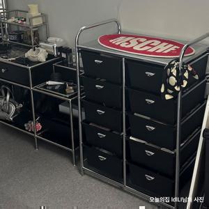 미드센츄리 모던 크롬 이동식 5단 서랍 트롤리 2colors