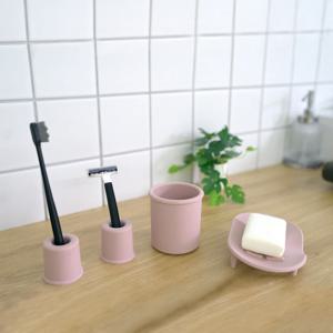 실리콘 칫솔 비누홀더 양치컵 욕실용품 2인세트 2colors
