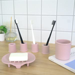 실리콘 칫솔 비누홀더 양치컵 욕실용품 4인세트 2colors