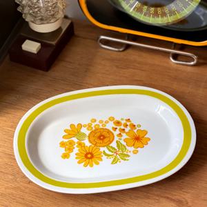 Retro Flower harvest 오발 런치플레이트