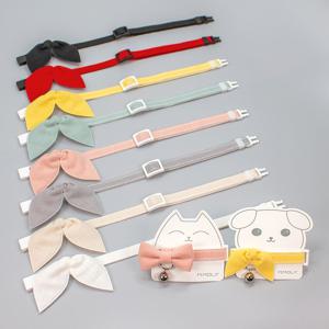 엠몰리 가벼운 고양이 인식표 강아지 목걸이 12컬러 패브릭 콩리본 목줄 안전버클