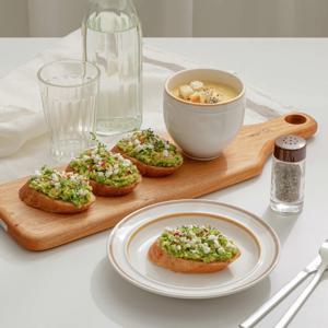 레트로 라인 브런치 세트 2P (머그컵 1P+원형접시 중 1P) (4color)