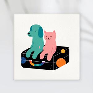 DIY 명화/ 유화그리기 세트 강아지와 고양이 (20X20)