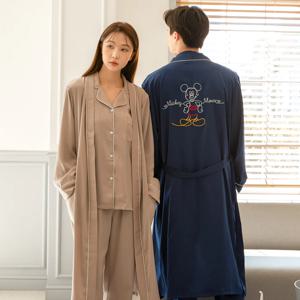 커플 잠옷 파자마 디즈니 미키 모던 실크 로브 가운 ANPA36