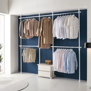 드레스룸 시스템 튼튼한 이동 이중 조립식 스텐드 세실리아 2단서랍행거 확장형