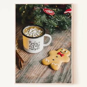 핫초코와 진저쿠키 크리스마스 분위기 겨울 낭만 사진 액자