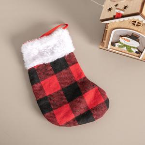2+1 / 크리스마스 양말 인형 트리 장식 캐쥬얼 체크 15cm 꾸미기 소품