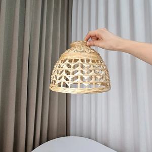 대나무 미니 라탄 전등갓 전구 캠핑 조명 커버 (20cm)