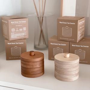 우드 도넛 티코스터 컵 찻잔 받침 홈카페 2 color (5개입 + 거치대 1개)