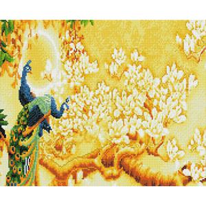 황금나무와 공작 (캔버스형) 보석십자수 40x50