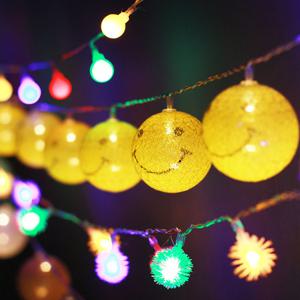 스마일 코튼볼 장식 가랜드조명 차박 캠핑 LED 조명 10구 20구