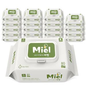 화이트 도톰한 80매 캡형 물티슈 20팩 (평량 55g)(우체국택배)