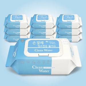 청소용 엠보싱 물걸레 청소포 청소용물티슈 클린워터 80매 캡형 10팩 (베이킹소다 함유)