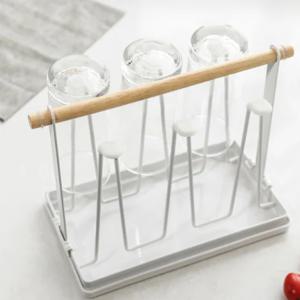 내츄럴 화이트 원목 우드 6구 컵걸이 컵꽂이 컵정리대