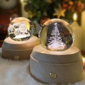 크리스마스 오르골 원목 무드등 크리스마스 트리 (캐롤 OST/선물 패키지/각인 추가 가능)