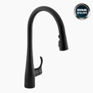 KOHLER 596T-4-BL 심플리스 거위목 자바라 블랙 주방 수전
