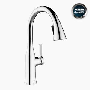 KOHLER 20147T-4-CP 루비콘 풀다운 거위목 싱크대 주방 수전