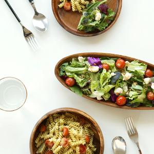 아카시아 통원목 우드 식기 원형 볼 나무그릇 2size 샐러드볼