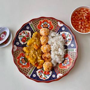 대만 화조 멜라민 그릇 접시 일식 중식 태국 베트남 그릇 /26cm 웨이브(2110)