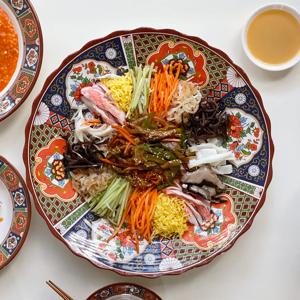 대만 화조 멜라민 그릇 접시 일식 중식 태국 베트남 그릇 /35.5cm 웨이브(2114)