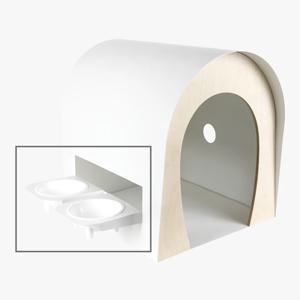 쁘띠몽드 마론 펫 식기받침대+식기 / 식기 및 하우스 에 추가하여 공간활용 극대화