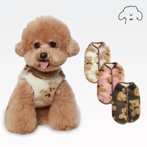 반려동물 곰돌이 후리스 양면 조끼 깔깔이 리버시블 S-2XL, 3 colors