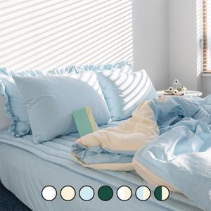 60수 먼지없는 순면 투톤 호텔이불커버 침구세트 7colors(S/D/Q/LK)