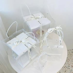 [5% 쿠폰!] 투명 케이크 꽃다발 선물 쇼핑백 (4size)