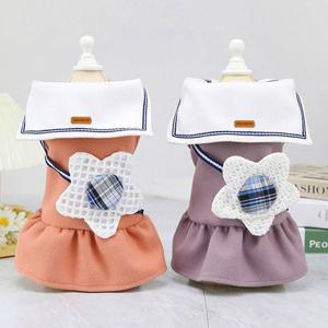강아지옷 반려동물 체크플라워 세라 원피스
